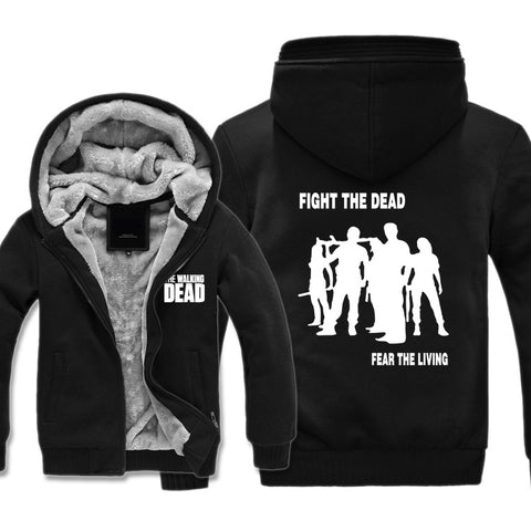 Image of The Walking Dead Jackets - Solid Color The Walking Dead Movie Zombie Team Icon Fleece Jacket