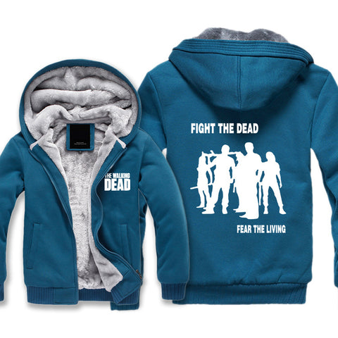 Image of The Walking Dead Jackets - Solid Color The Walking Dead Movie Zombie Team Icon Fleece Jacket