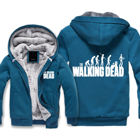 Image of The Walking Dead Jackets - Solid Color The Walking Dead Movie Zombie Evolution Theory Icon Fleece Jacket