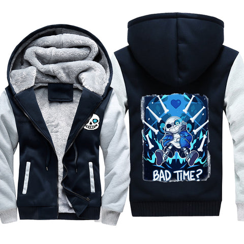 Image of Undertale Jackets - Solid Color Undertale Sans Bad Time Super Cool Fleece Jacket