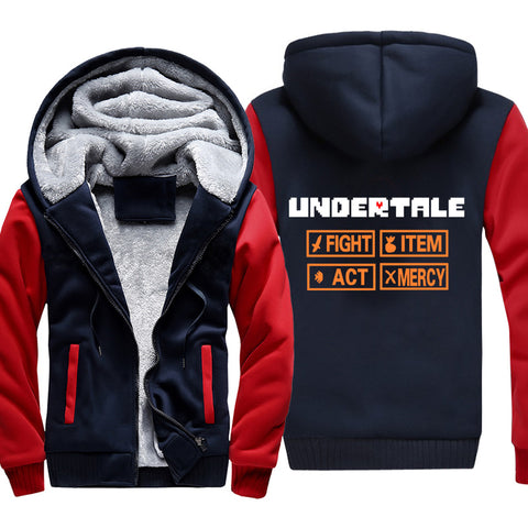 Image of Undertale Jackets - Solid Color Undertale FIGHT ITEM ACT MERCY Super Cool Fleece Jacket
