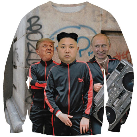 Image of Funny Hoodies - Donald Trump, Kim Jung Un and Putin Printed Pullover Hoodie