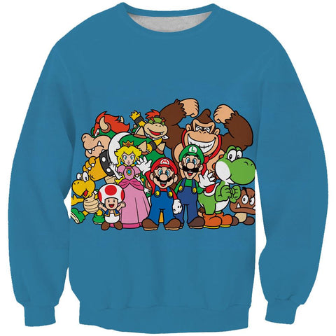 Image of Blue Nintendo Character Hoodies - Video Game Pullover Hoodie