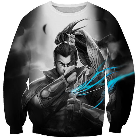 Image of League of Legends Yasuo Hoodies - Pullover Epic Yasuo Grey Hoodie