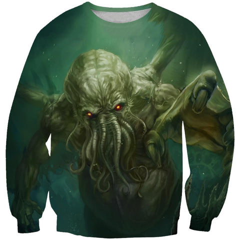 Image of Charging Cthulhu Hoodies - Pullover Nerd Gaming Cthulhu Hoodie