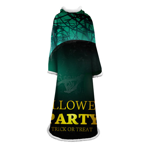 Image of 3D Digital Printed Blanket With Sleeves-Blanket Robe Halloween Party