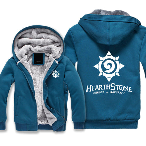 Image of Hearthstone Jackets - Solid Color Hearthstone Game Logo Icon White Super Cool Fleece Jacket