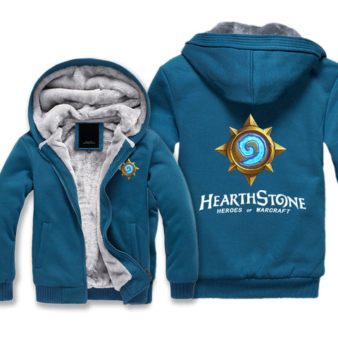 Image of Hearthstone Jackets - Solid Color Hearthstone Game Logo Icon Blue Super Cool Fleece Jacket