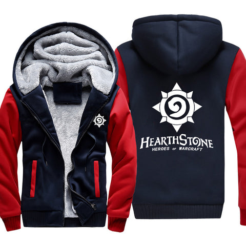 Image of Hearthstone Jackets - Solid Color Hearthstone Game Logo Icon White Super Cool Fleece Jacket