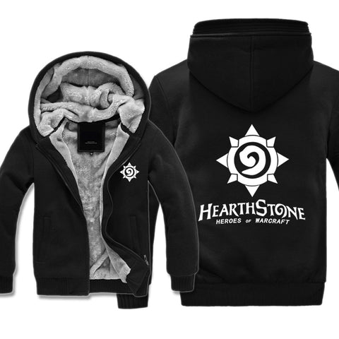 Image of Hearthstone Jackets - Solid Color Hearthstone Game Logo Icon White Super Cool Fleece Jacket