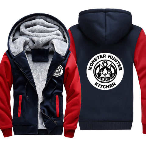 Image of Monster Hunter Jackets - Solid Color Monster Hunter Airou Icon Super Cute Fleece Jacket