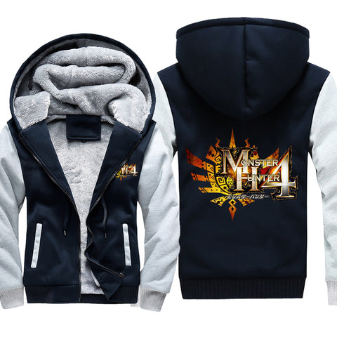 Image of Monster Hunter Jackets - Solid Color Monster Hunter Ray Wolf Dragon Icon Fleece Jacket