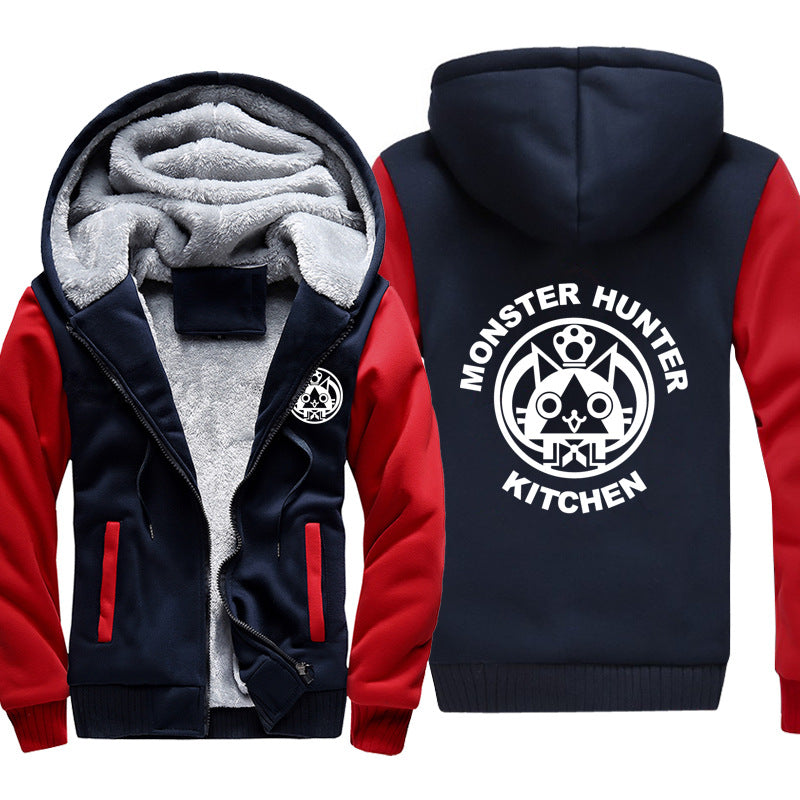 Monster Hunter Jackets - Solid Color Monster Hunter KITCHEN Airou Icon Super Cool Fleece Jacket