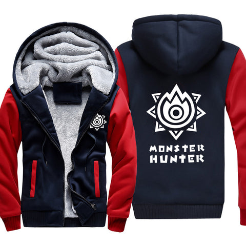 Image of Monster Hunter Jackets - Solid Color Monster Hunter Game LOGO Icon Super Cool Fleece Jacket
