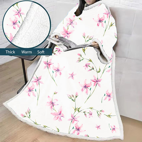 Image of 3D Digital Printed Blanket With Sleeves-Flamingo Blanket Robe