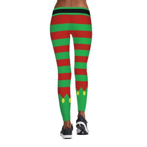 Image of Christmas Leggings - Women 3D Xmas Theme Stripe Legging