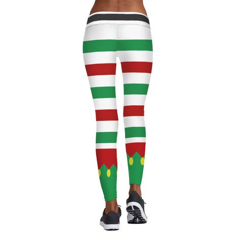Image of Christmas Leggings - Women 3D Xmas Workout Elastic Stripe Legging