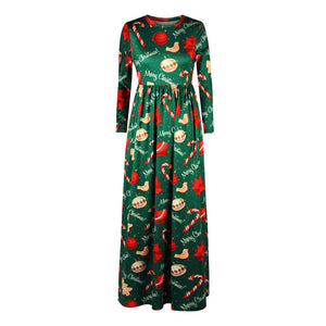 Christmas Dresses - Long Sleeves Merry Xmas Printed Dress