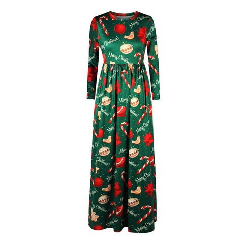 Image of Christmas Dresses - Long Sleeves Merry Xmas Printed Dress