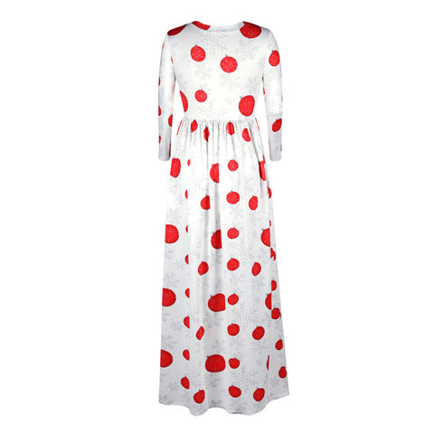Image of Christmas Dresses - Long Sleeves Red Dots Printed Dress