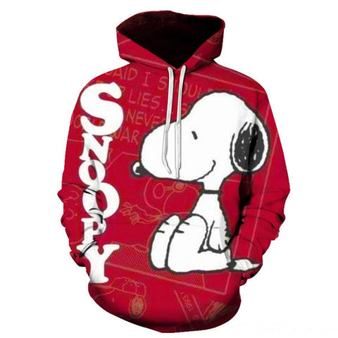 Image of 3D Printed Snoopy Digital Casual Hoodie Pullover Sweatshirt