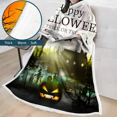 Image of 3D Digital Printed Blanket With Sleeves-Blanket Robe Halloween Party