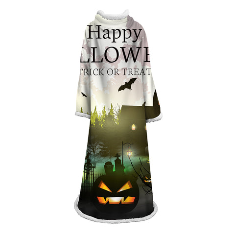 Image of 3D Digital Printed Blanket With Sleeves-Blanket Robe Halloween Party