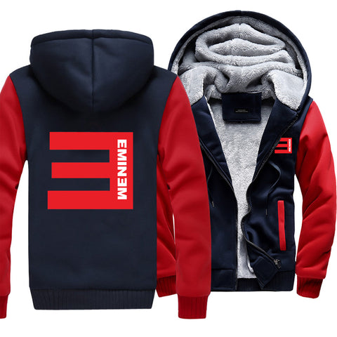 Image of Eminem Jackets - Solid Color Eminem Red Logo Icon Super Cool Fleece Jacket