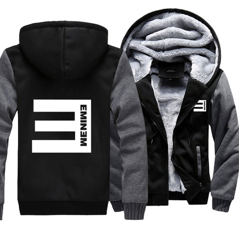 Image of Eminem Jackets - Solid Color Eminem White Logo Icon Super Cool Fleece Jacket