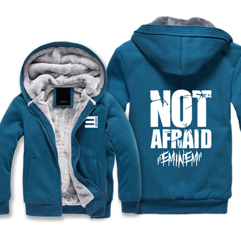 Image of Eminem Jackets - Solid Color Eminem Not Afraid Logo Icon Super Cool Fleece Jacket