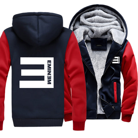 Image of Eminem Jackets - Solid Color Eminem White Logo Icon Super Cool Fleece Jacket