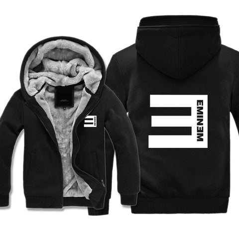 Image of Eminem Jackets - Solid Color Eminem White Logo Icon Super Cool Fleece Jacket