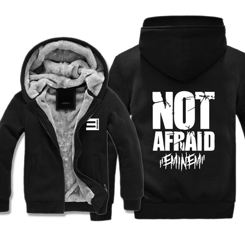 Image of Eminem Jackets - Solid Color Eminem Not Afraid Logo Icon Super Cool Fleece Jacket