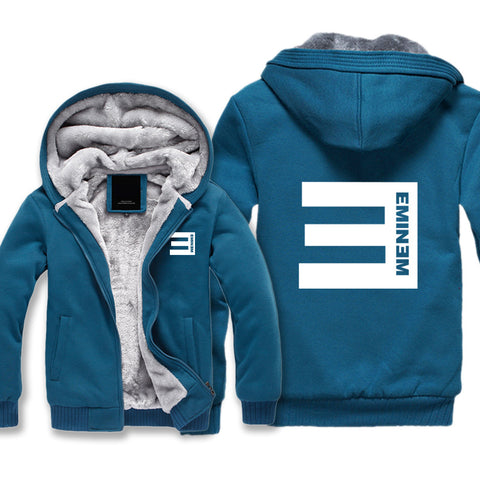 Image of Eminem Jackets - Solid Color Eminem White Logo Icon Super Cool Fleece Jacket