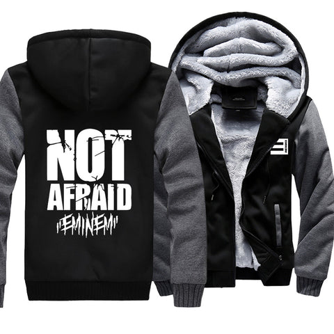 Image of Eminem Jackets - Solid Color Eminem Not Afraid Logo Icon Super Cool Fleece Jacket