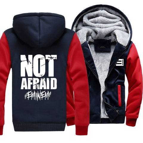 Image of Eminem Jackets - Solid Color Eminem Not Afraid Logo Icon Super Cool Fleece Jacket