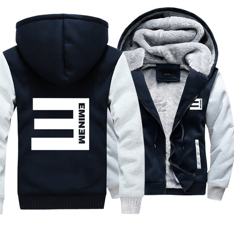 Image of Eminem Jackets - Solid Color Eminem White Logo Icon Super Cool Fleece Jacket