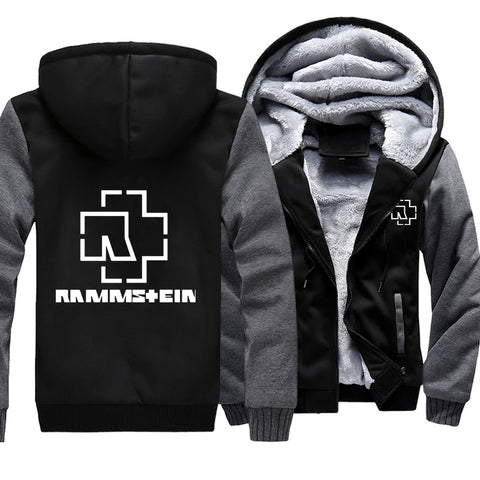 Image of Rammstein  Jackets - Solid Color Rammstein Series White Logo Icon Super Cool Fleece Jacket