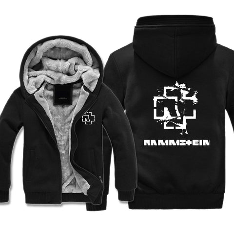 Image of Rammstein  Jackets - Solid Color Rammstein White Sign Fleece Jacket