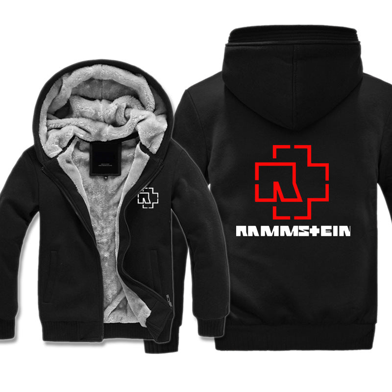 Rammstein  Jackets - Solid Color Rammstein Series Red Logo Icon Super Cool Fleece Jacket