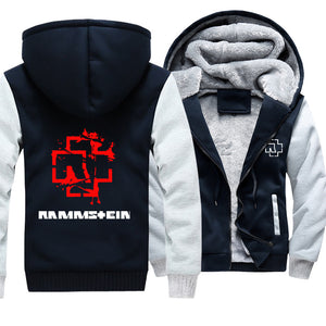 Rammstein  Jackets - Solid Color Rammstein Red Sign Fleece Jacket