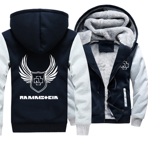 Image of Rammstein  Jackets - Solid Color Rammstein Silver Hawk Series Logo Icon Fleece Jacket