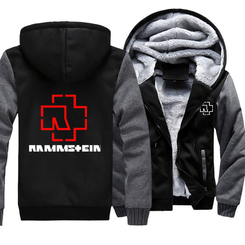 Image of Rammstein  Jackets - Solid Color Rammstein Series Red Logo Icon Super Cool Fleece Jacket