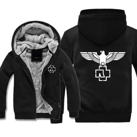 Image of Rammstein  Jackets - Solid Color Rammstein Series Silver Hawk Super Cool Fleece Jacket