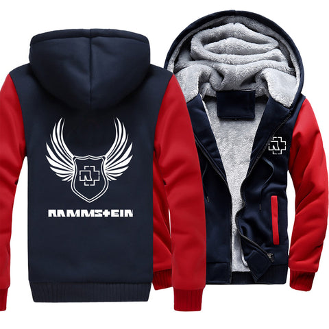 Image of Rammstein  Jackets - Solid Color Rammstein Silver Hawk Series Logo Icon Fleece Jacket