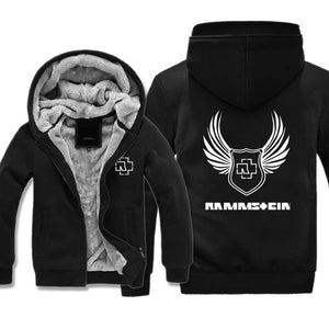 Rammstein  Jackets - Solid Color Rammstein Silver Hawk Series Logo Icon Fleece Jacket