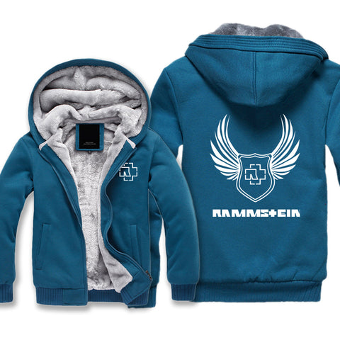 Image of Rammstein  Jackets - Solid Color Rammstein Silver Hawk Series Logo Icon Fleece Jacket