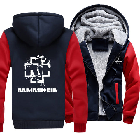 Image of Rammstein  Jackets - Solid Color Rammstein White Sign Fleece Jacket