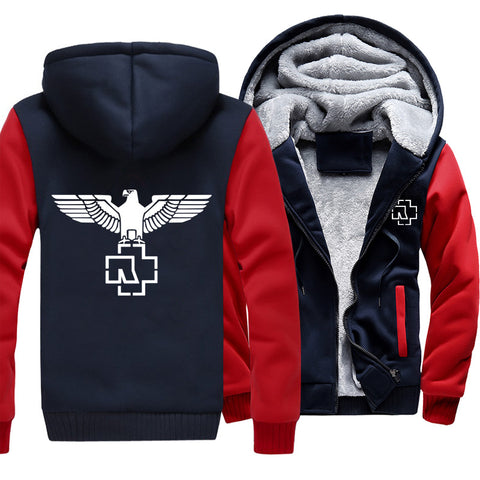 Image of Rammstein  Jackets - Solid Color Rammstein Series Silver Hawk Super Cool Fleece Jacket