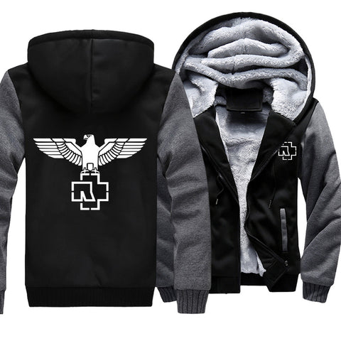 Image of Rammstein  Jackets - Solid Color Rammstein Series Silver Hawk Super Cool Fleece Jacket